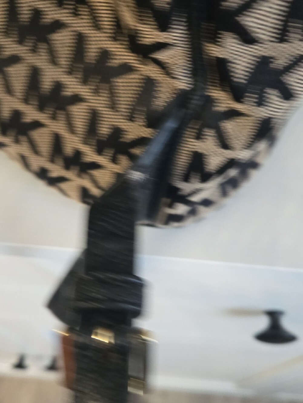 Michael Kors Black and Tan MK Monogram Backpack - Picture 8 of 11